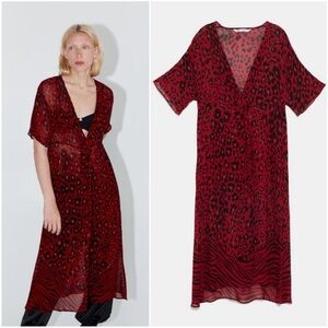 Zara Red Animal Print Shirt